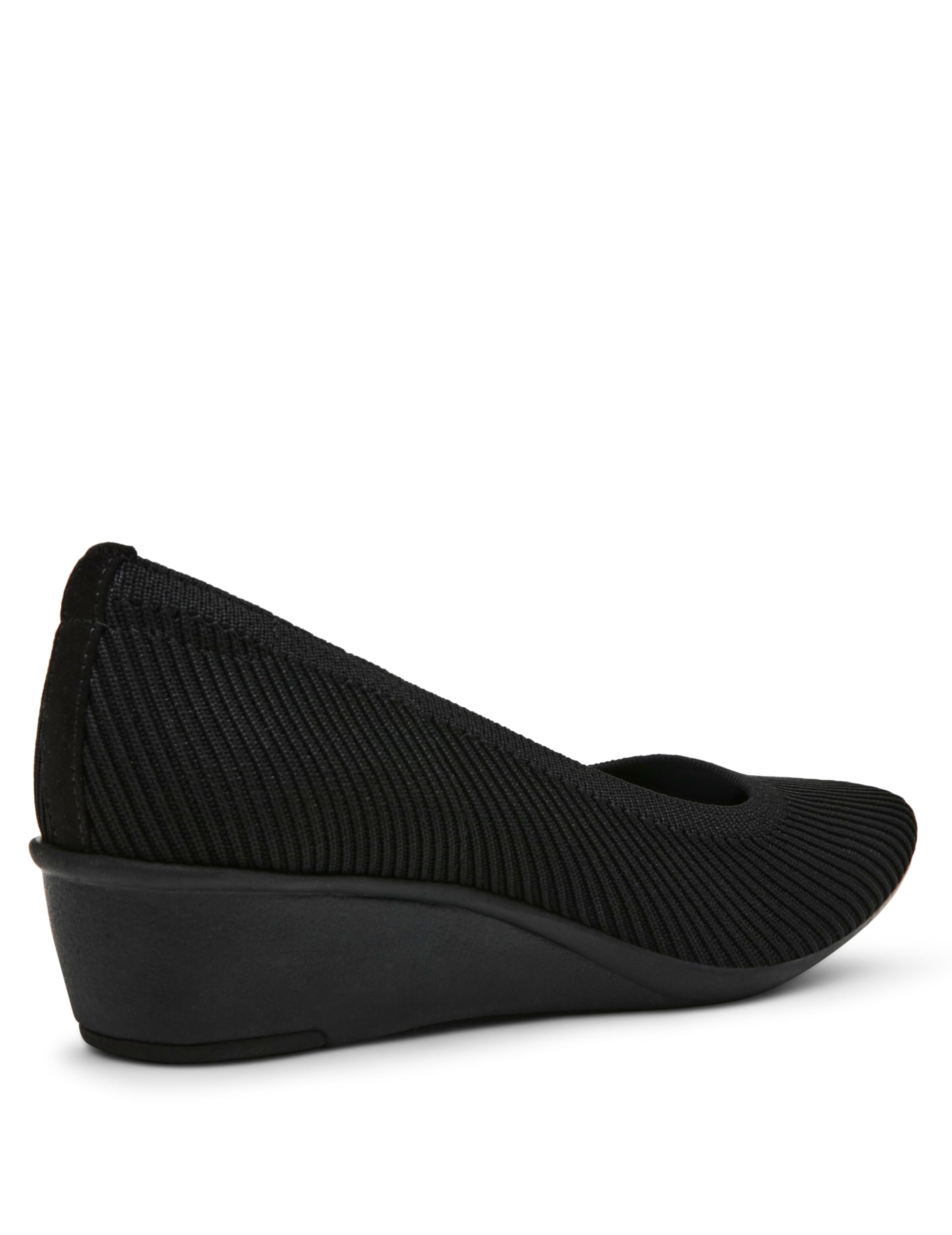Anne Klein Women's Wisher Closed Toe Comfortable Slip-On Business Casual Pump Wedge, Black Knit, 9