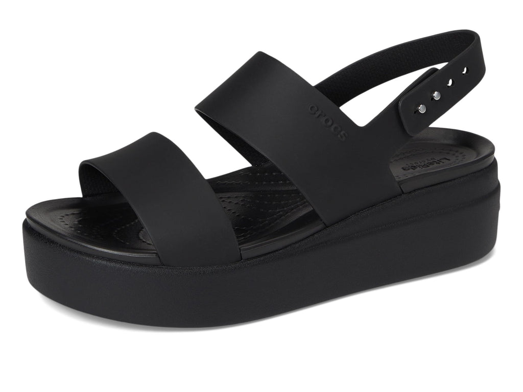 Crocs Brooklyn Low Wedges Sandal, Black/Black, 9