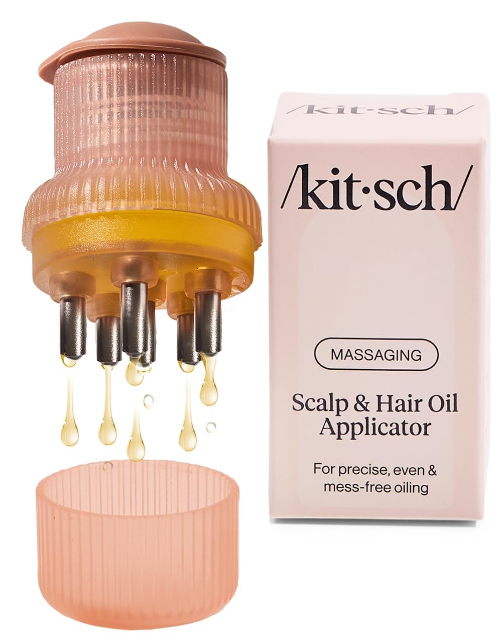 Kitsch Scalp & Hair Oil Applicator – Stainless Steel Bristles Scalp Oil Applicator for Even Distribution, Mess-Free Oiling & Head Massager Scalp – Precision Hair Care Tool for Roots & All Hair Types