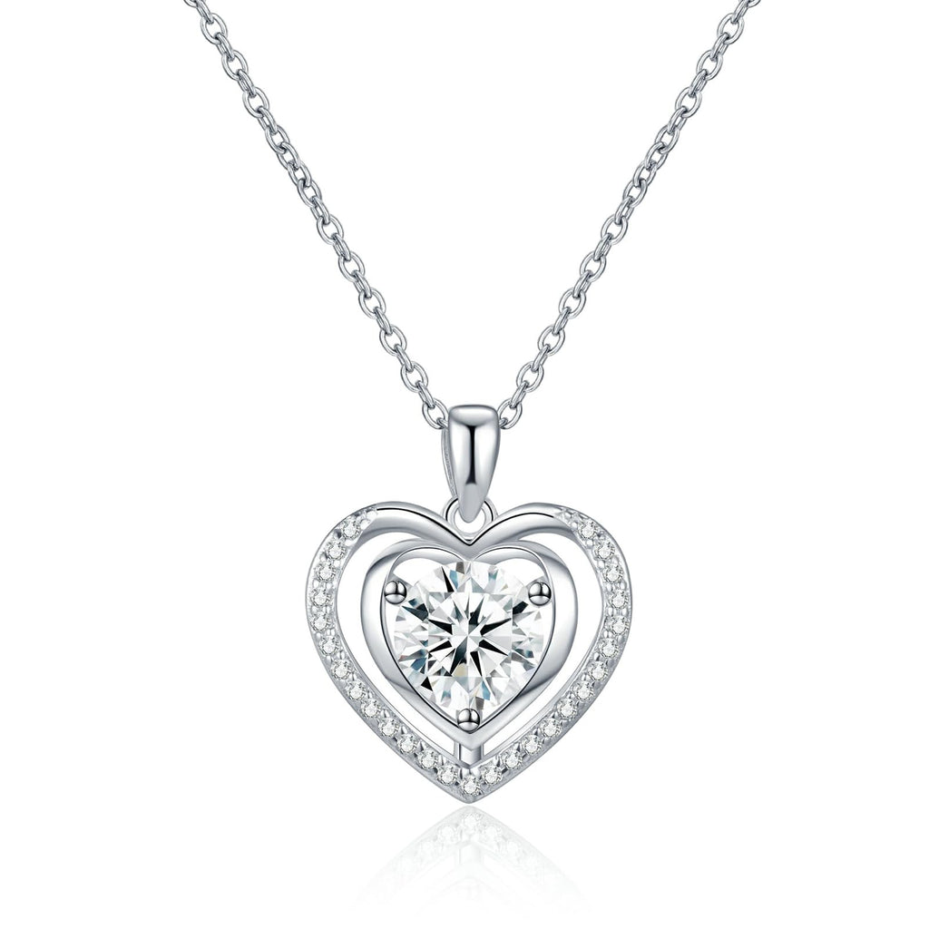 Heart Pendant Necklace for Women Gift for Wife Moissanite 1-3Carats Silver Pendant Jewelry Wedding Anniversary Birthday Valentines Gift for Her Engagements Christmas Mothers Day for Mom Daughter Girlfriend