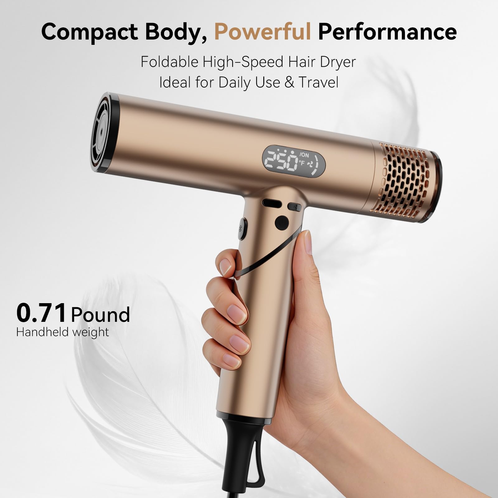 Namfar 110,000 RPM High Speed Hair Dryer, 1600W Professional Ionic Blow Dryer with Diffuser, Fast Drying Low Noise, Foldable Lightweight, No Heat Damage, Anti-Frizz for All Hair Types