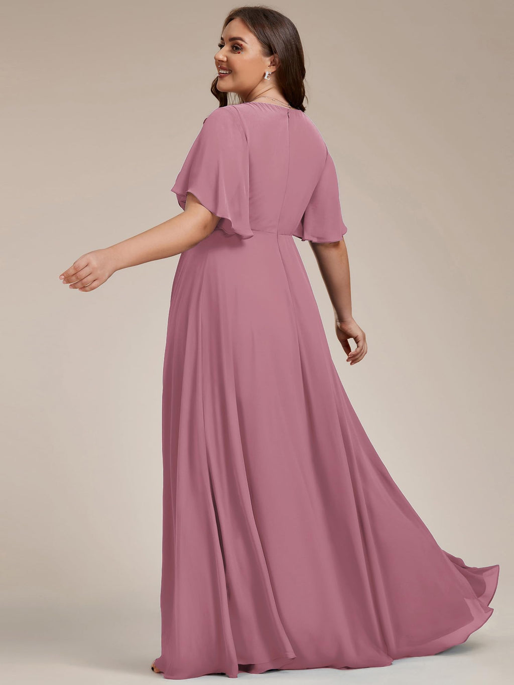 Ever-Pretty Women's Summer Plus Size Formal Dresses V Neck Applique Evening Gowns Mother of The Bride Dress for Curvy Women Orchid US16