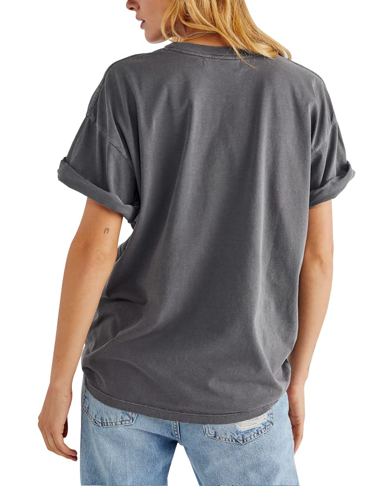 Womens Rose Graphic Tee T Shirt Loose Fit Summer Short Sleeve Casual Boyfriend Crew Neck Tops