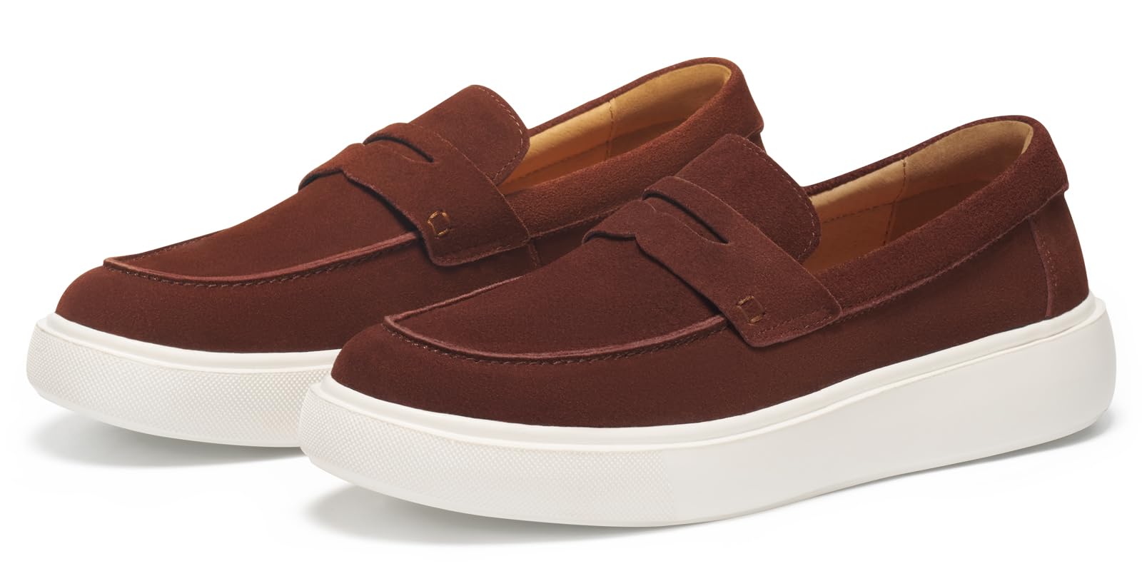 Journey West Suede Slip-on Penny Loafers Sneakers Shoes for Men Brown US 7