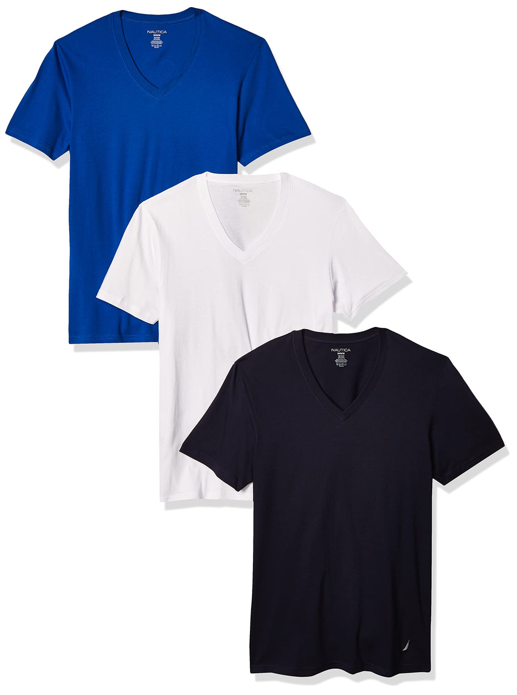 Nautica Men's Cotton V-Neck 3-Pack T-Shirts