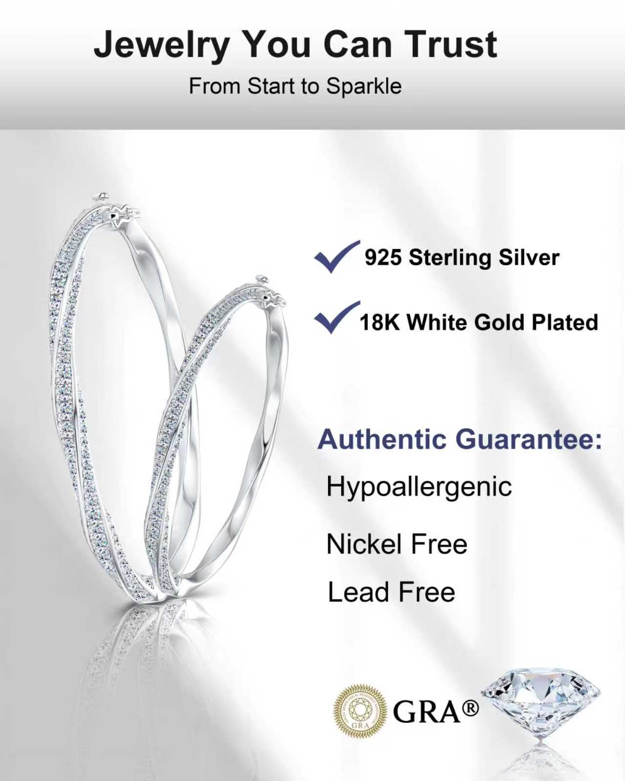 Lab-Grown Moissanite Bangle Bracelets for Women, 2.5/4.4/5.4CT Luxury Anniversary Wedding Bridal Gift for Wife 18K White Gold Plated S925 Sterling Silver Birthday Jewelry, Ladie Bangle Tennis Bracelt ﻿