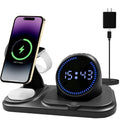 6-in-1 Wireless Charging Station with Bluetooth Speaker,Digital Clock and Ambient Lights,Fast Wireless Charger for Multiple Devices for Apple - iPhone 17 16 15 14 13 12 Pro Max Apple Watch Airpods