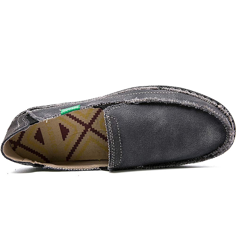 CASMAG Men Canvas Shoes Washed Classic Comfort Casual Penny Slip On Loafers Grey 2 US 7.5 M