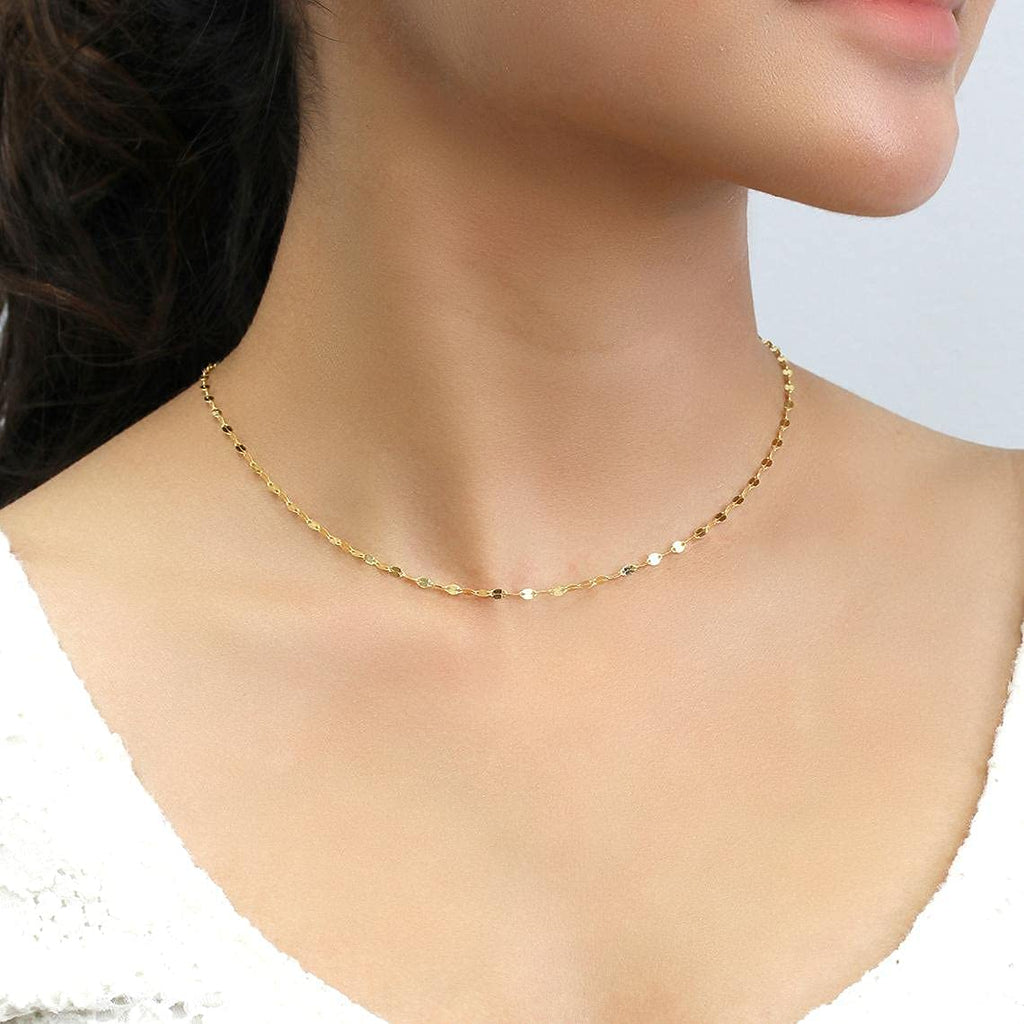 18K Solid Gold Mirror Chain Necklace for Women, 1.7MM Yellow Gold Italian Mirror Link Chain Necklace Christmas Annversary Jewelry Gift for Women 18"