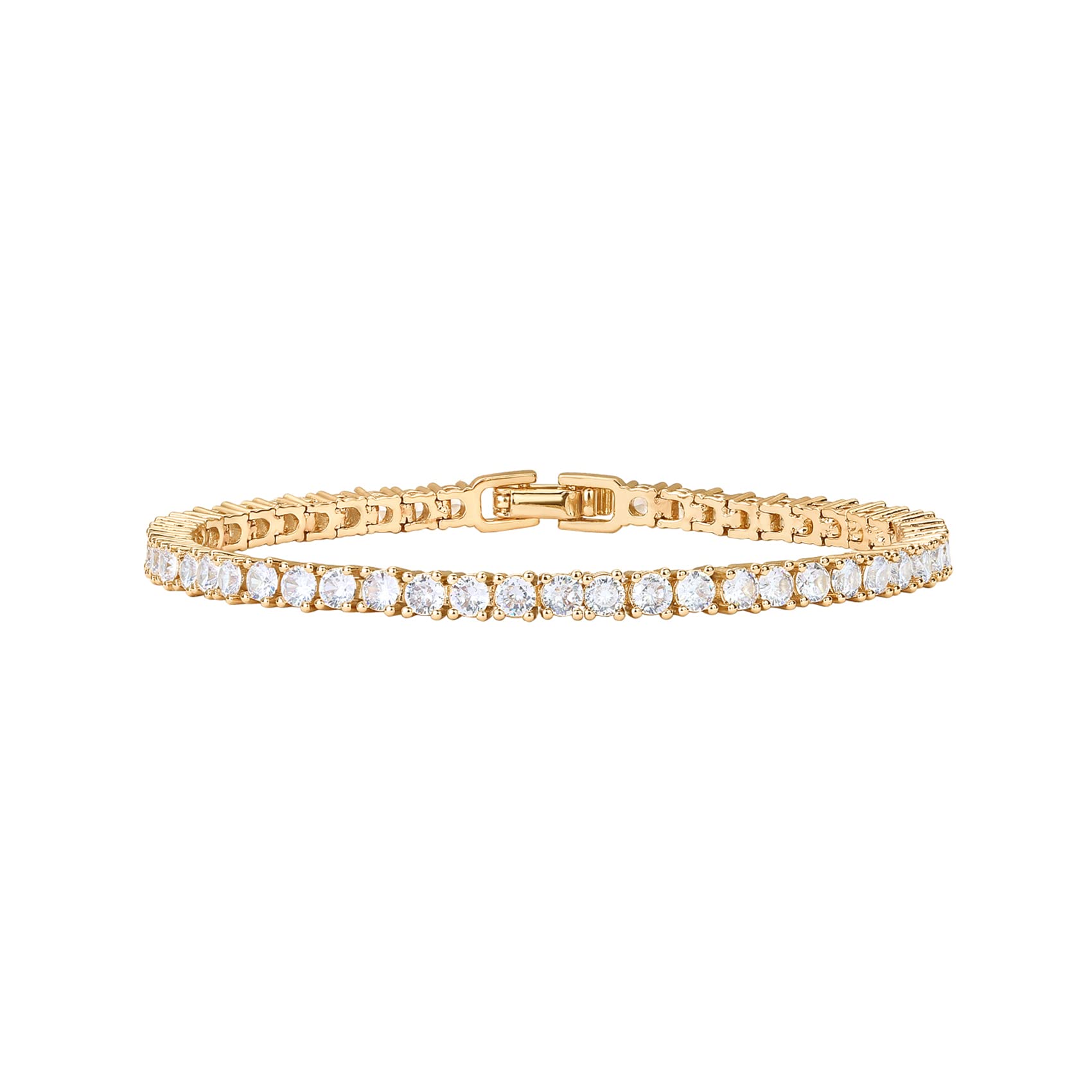 PAVOI 14K Yellow Gold Plated Tennis Bracelets for Women - 3mm Cubic Zirconia Classic Gold Tennis Bracelets for Women and Men - Trendy CZ Jewelry Gifts - Size 6.5 Inches
