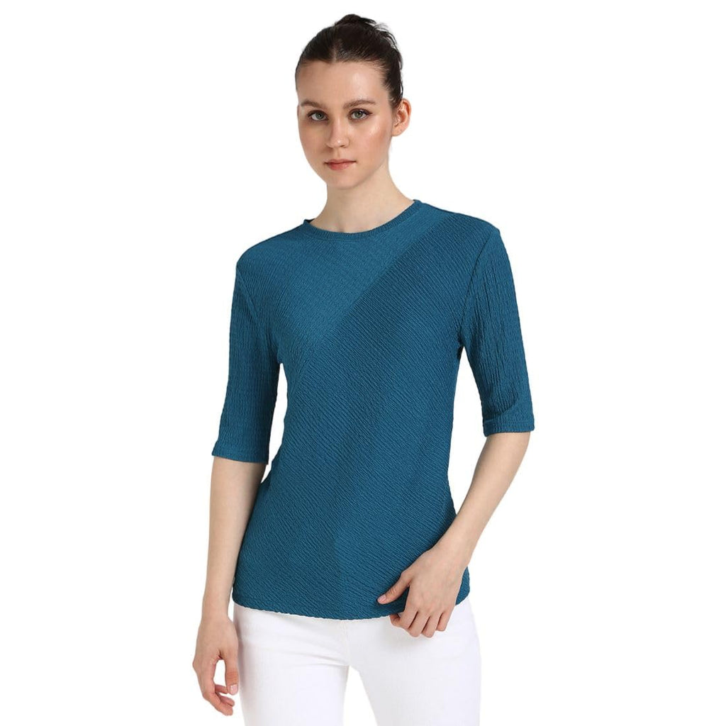 Calvin Klein Women's Textured Knit 3/4 Sleeve Top