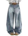 OTEEGX Barrel Baggy Jeans for Women Men Wide Leg Low Rise Jeans Loose Oversized Boyfriend Pants Aesthetic Clothes Blue1-S