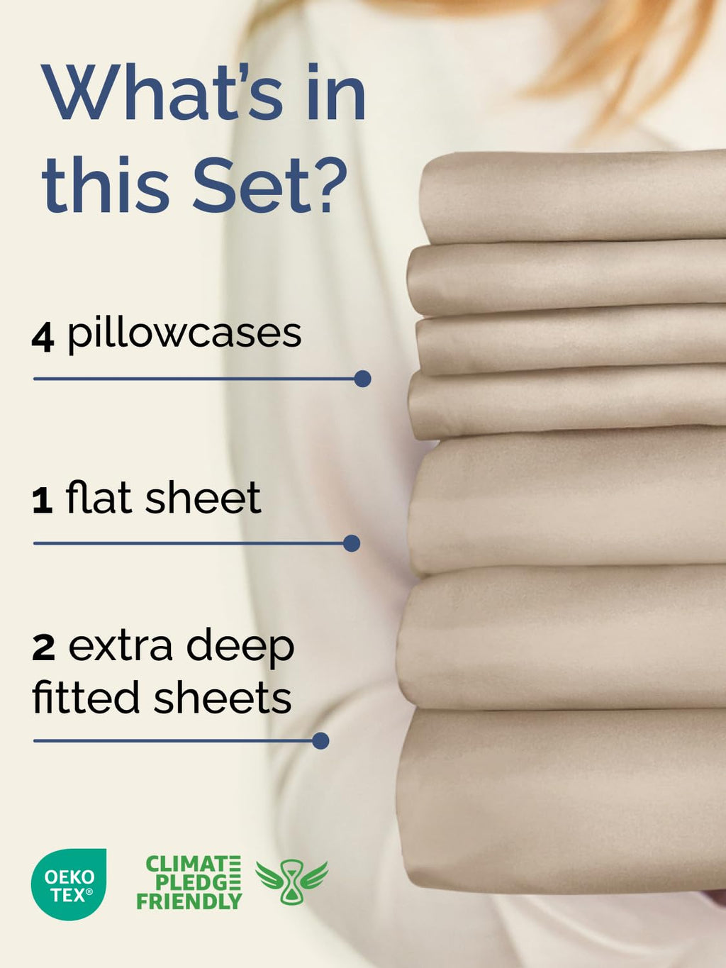 Extra Deep Split King Sheet Set - 7 Piece Breathable & Cooling Sheets - Hotel Luxury Bed Sheets Set - Easy & Secure Fit - Soft, Wrinkle Free & Comfy Sheets Set - Wheat Sheet Set w/Extra Deep Pockets