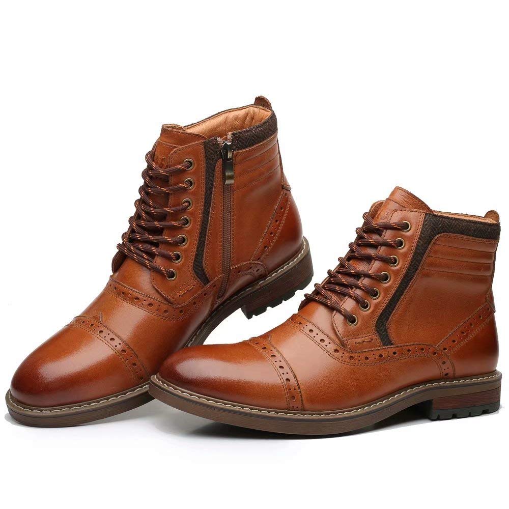 Arkbird Mens Chelsea Boots, Stylish and Comfort Leather Chukka Ankle Boots with Zipper (Brown 9)