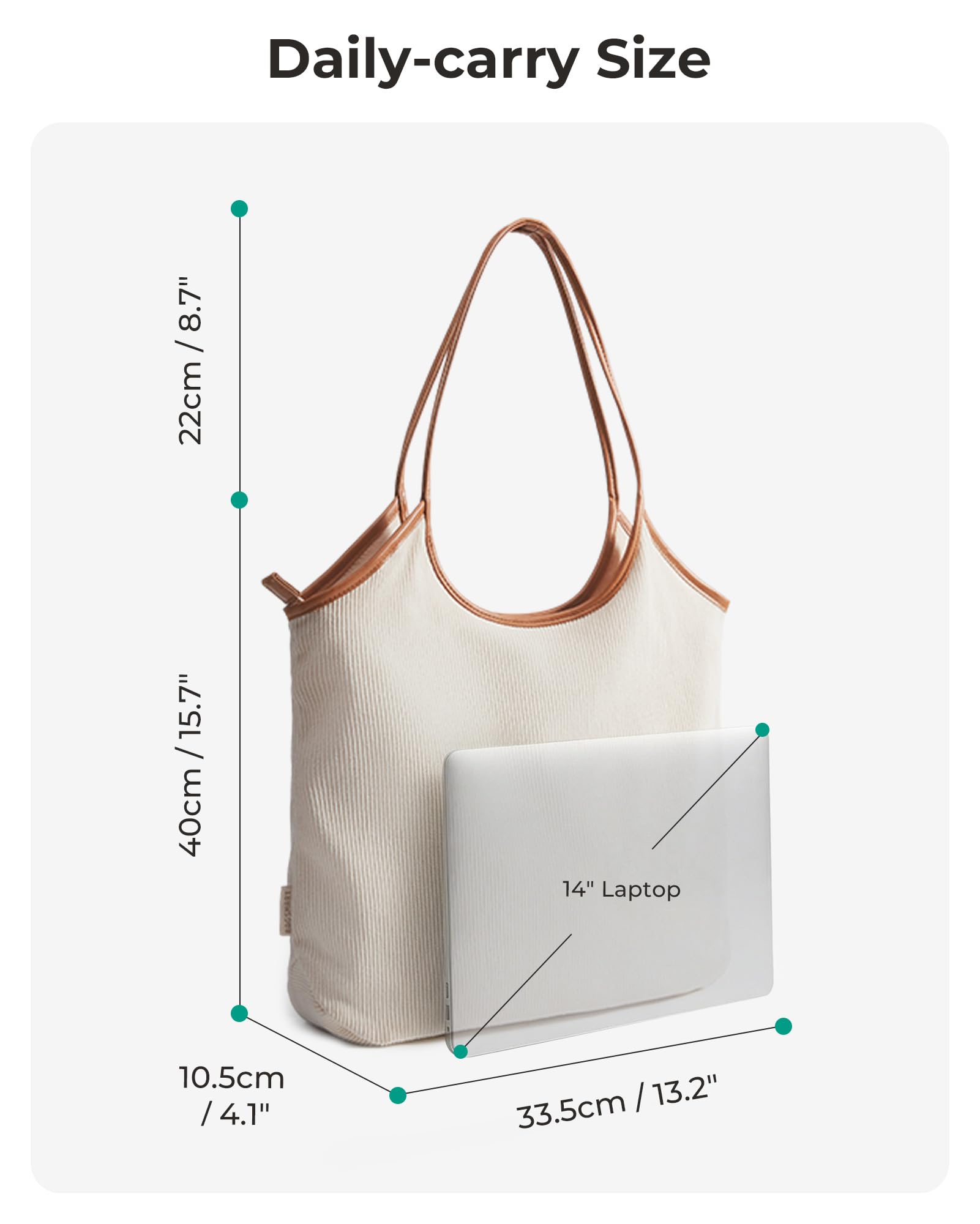 BAGSMRT Corduroy Tote Bag for Women Beach Bag with Zipper Casual Shoulder Bag Lightweight Travel Tote Hobo Handbag Light Beige