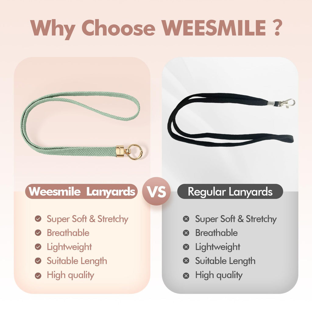 WEESMILE Stretchy Cute Lanyards for ID Badges, Thin Teacher Lanyard for Key, Long Neck Keychain ID Badge Lanyards for Women/Men (Sage Green)