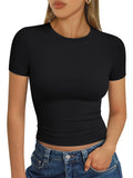 Trendy Queen Womens Short Sleeve T Shirt Basic Summer Top Black M