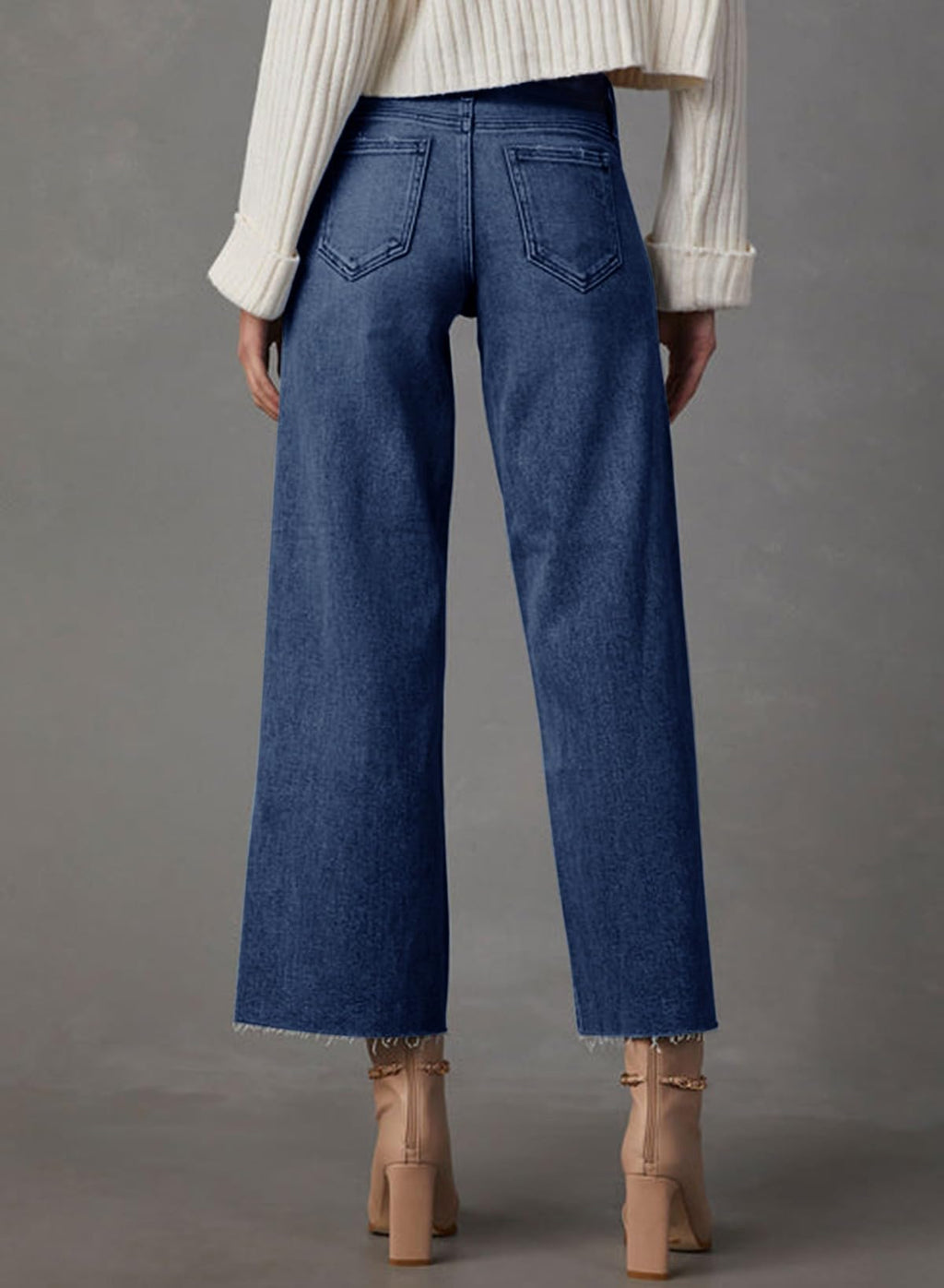 Dokotoo Capri Wide Leg Baggy Jeans for Women Trendy Barrel Pants for Girls High Waisted Straight Pants Petite 2025 Outfits Boyfriend Jeans Fashion Clothes Casual Work Summer Denim Blue