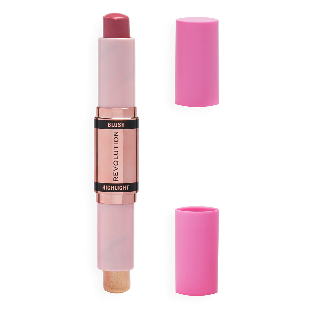 Revolution, Blush & Highlight Stick, Dual Ended, Highly Pigmented, Blendable Formula, Mauve Glow, 2 X 0.15 Oz.