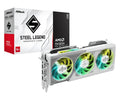 ASRock AMD Radeon RX 9070 XT Steel Legend 16GB White GPU 20Gbps GDDR6 256Bit (3rd Gen RT 2nd Gen AI Accelerators) PCIe5.0 800W 2x8-pin Triple Fan DP2.1a HDMI2.1b Graphics Card 2.9 Slot
