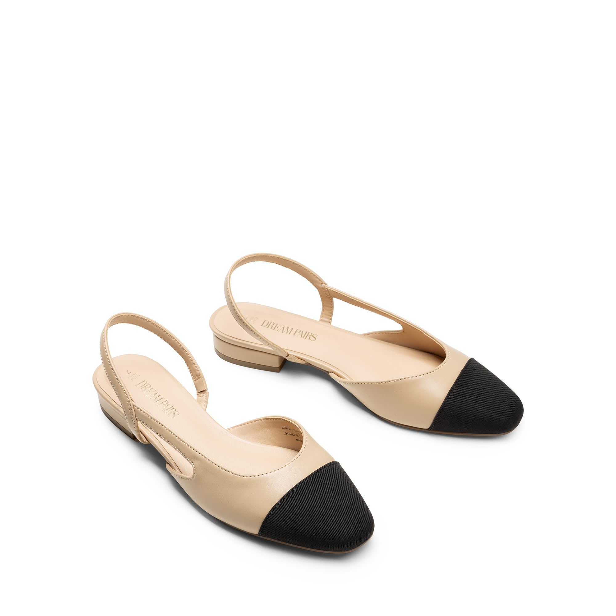 DREAM PAIRS Women's Slingback Flats Square Toe Ballet Dressy Flats Low Heel Dress Shoes for Business Casual Work Office Wedding Party,Size 10,Nude,SDFA26018W
