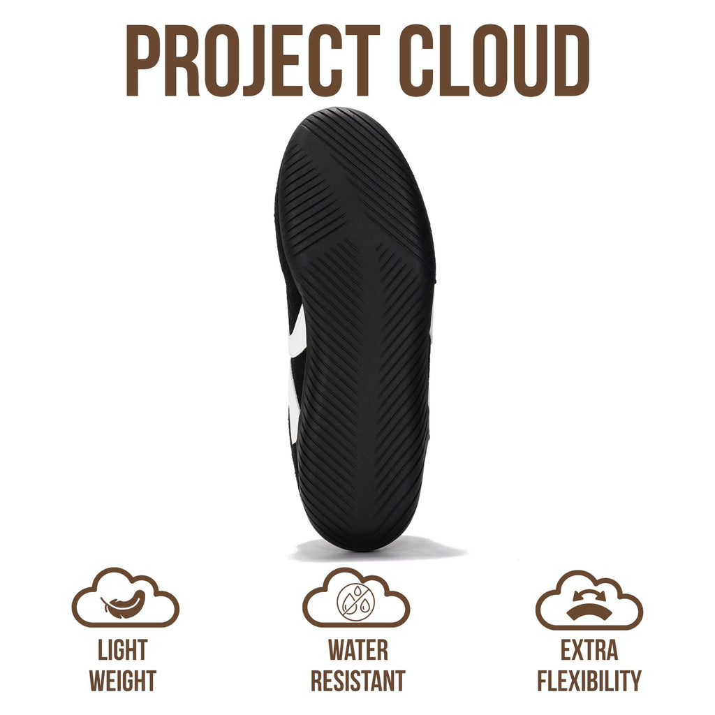 Project Cloud Barefoot Shoes Women – Memory Foam Lace-Up Womens Sneakers – Lightweight & Non Slip Womens Shoes Casual – All-Day Women's Fashion Sneakers for 2026 (Goal, BLK,7)