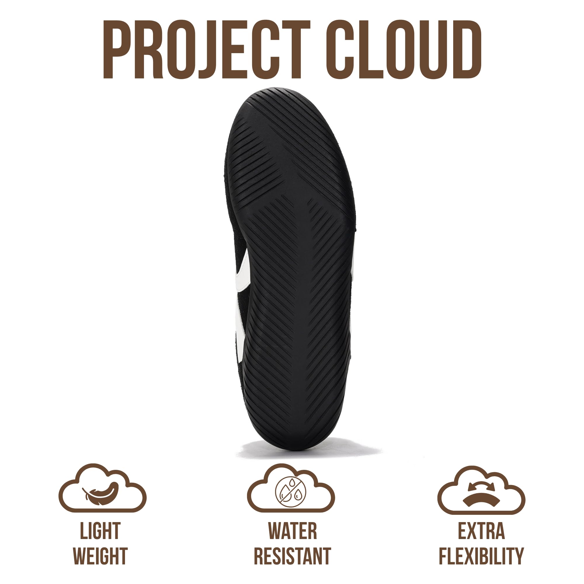 Project Cloud Barefoot Shoes Women – Memory Foam Lace-Up Womens Sneakers – Lightweight & Non Slip Womens Shoes Casual – All-Day Women's Fashion Sneakers for 2026 (Goal, BLK,7)