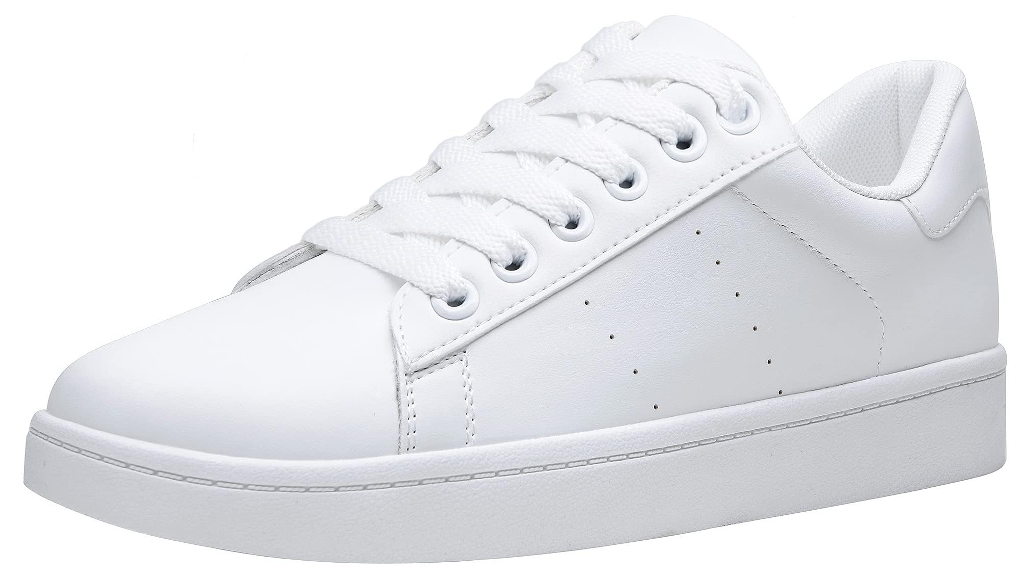 Vepose White Women's Casual Fashion Sneakers Memory Foam Cute Tennis Shoes Low Top Lace Up Comfortable Walking Footwear for Everyday Work Travel, Size 08.5 (8002 White 08.5)