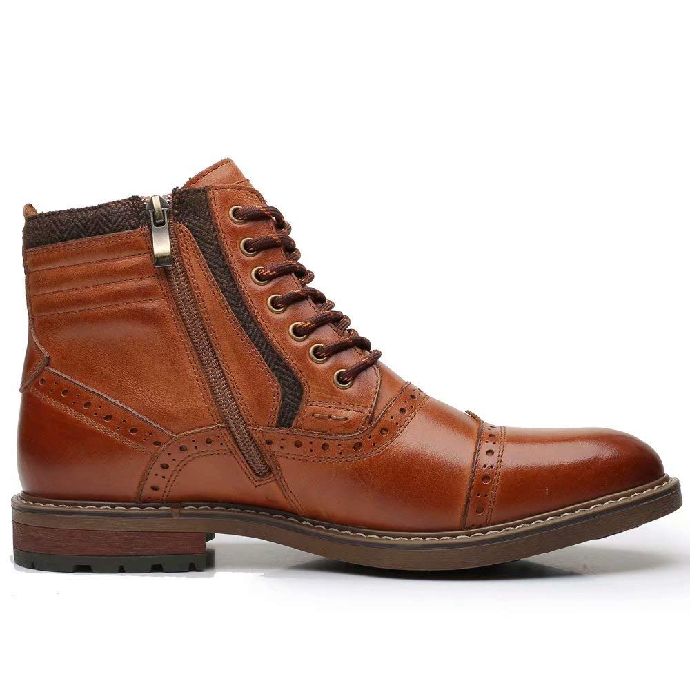 Arkbird Mens Chelsea Boots, Stylish and Comfort Leather Chukka Ankle Boots with Zipper (Brown 9)