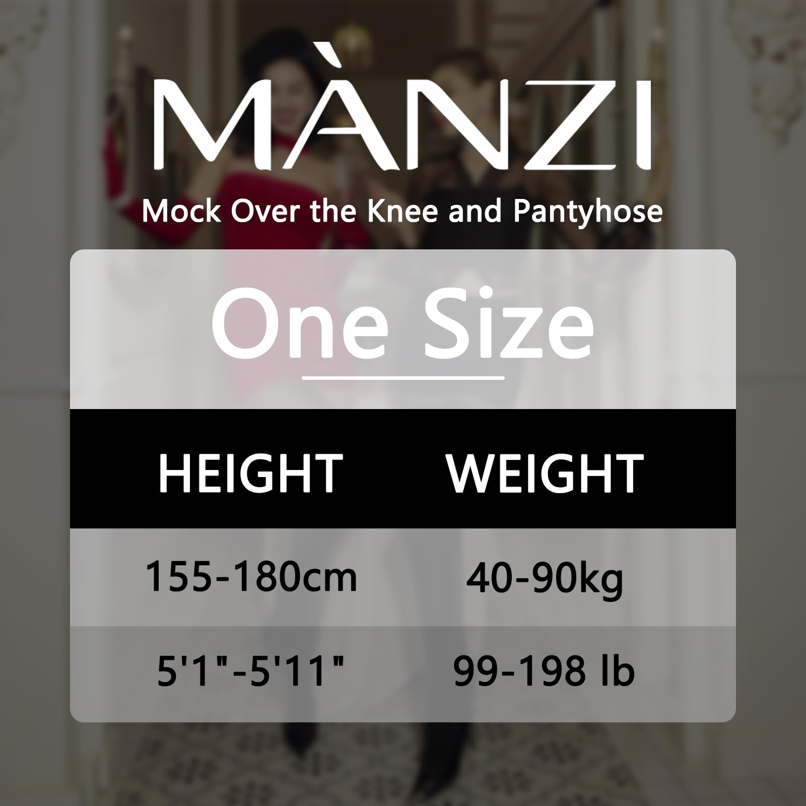 MANZI Faux Thigh High Tights Mock Suspender Pantyhose Striped Goth Fishnets Pack of 2 Grid/Suspender One Size