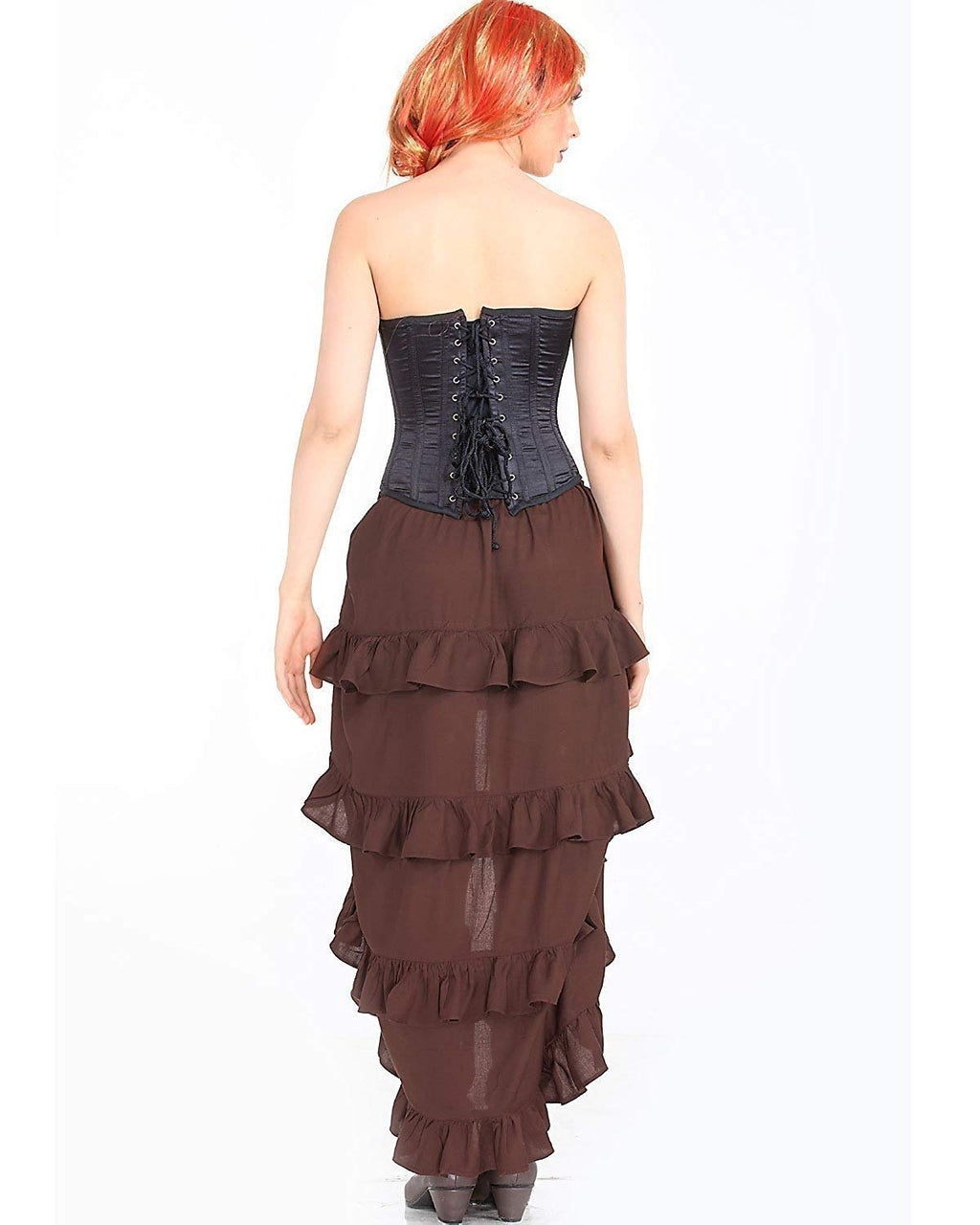 ThePirateDressing Steampunk Victorian Cosplay Costume Womens Gothic High-Low Show Girl Skirt C1367-xl Chocolate