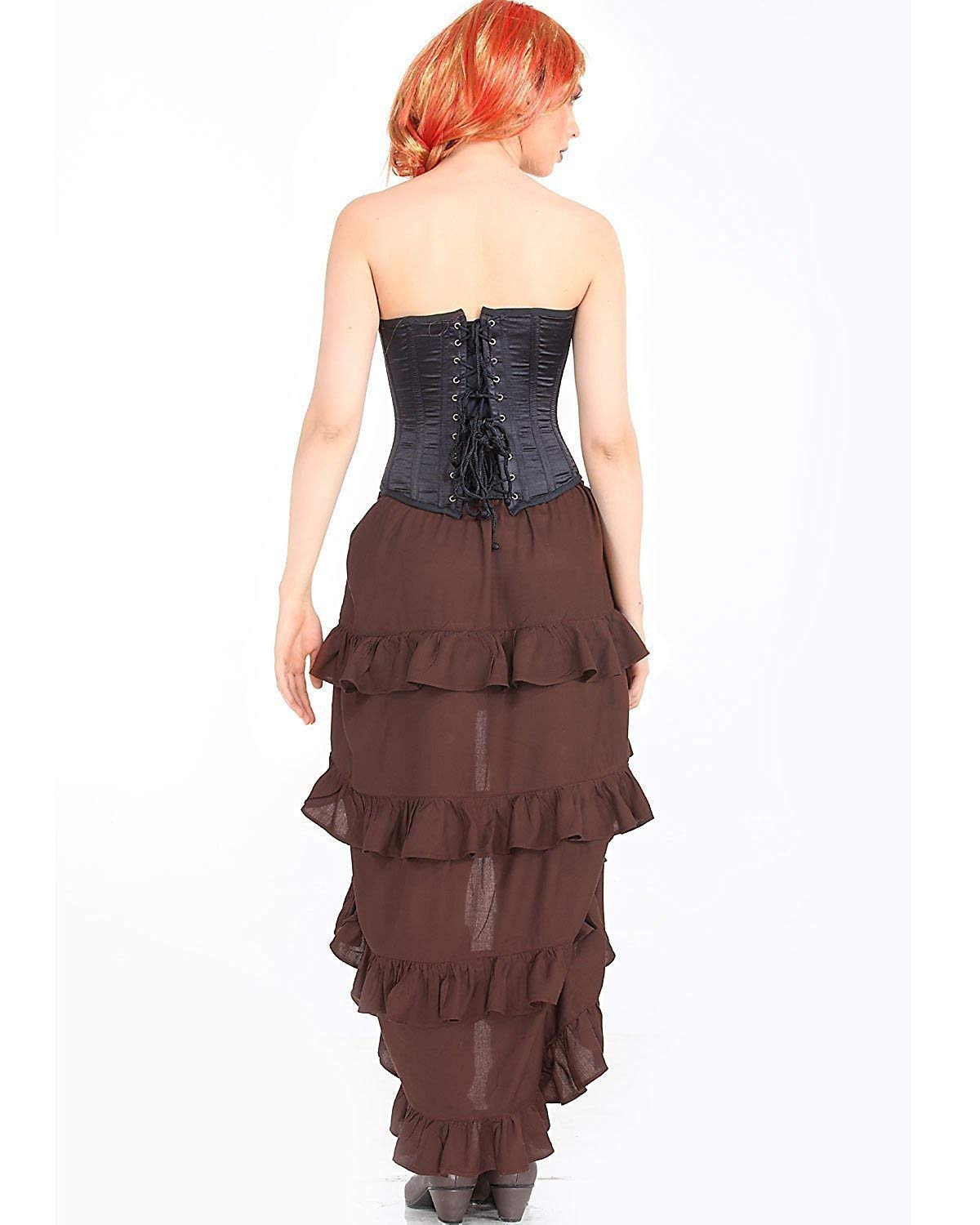 ThePirateDressing Steampunk Victorian Cosplay Costume Womens Gothic High-Low Show Girl Skirt C1367-xl Chocolate