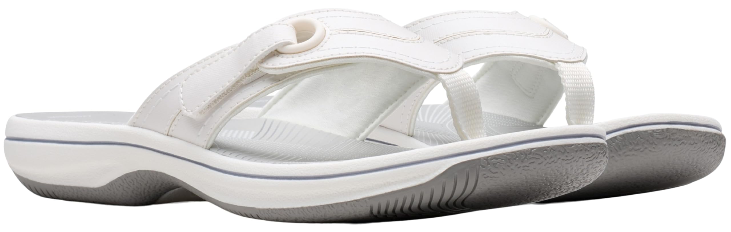 Clarks Women's Breeze Reyna CloudSteppers Flip-Flop, White Synthetic, 9