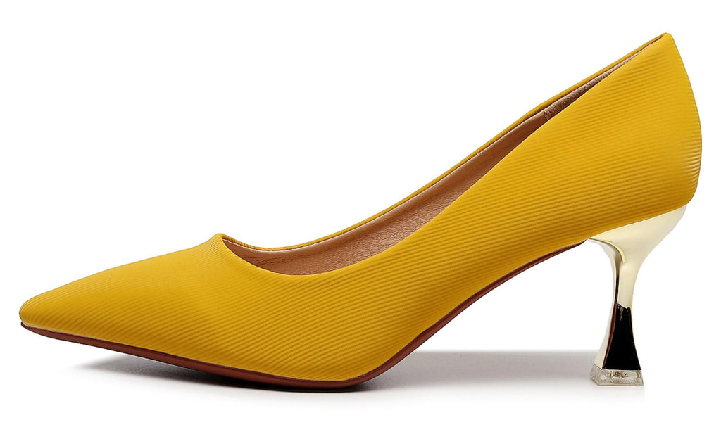VenusCelia Women's Golden-Sun Pump Stiletto Heel Shoes (7.5 M US,Yellow)