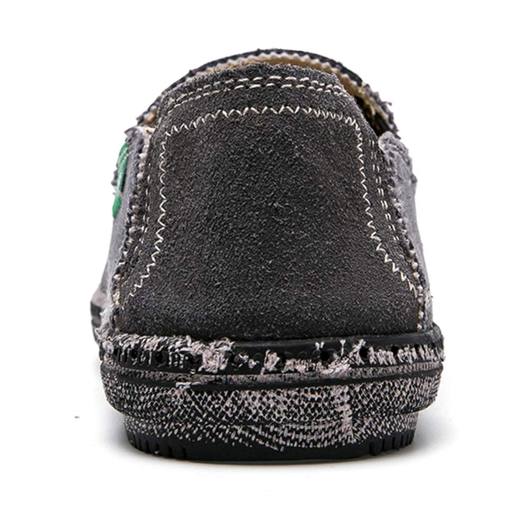 CASMAG Men Canvas Shoes Washed Classic Comfort Casual Penny Slip On Loafers Grey 2 US 7.5 M
