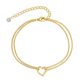 Bheop Bracelets for Women 14K Real Gold Plated Bracelet Dainty Love Heart Charm Pendant Stackable Link Chain Hypoallergenic Body Jewelry Cute Trendy Gifts