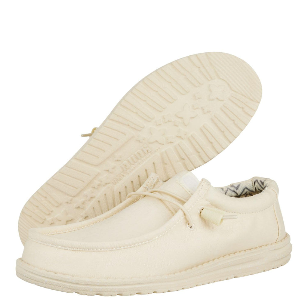 HEYDUDE Men's Wally Stretch Canvas Stone White Size 11 | Men's Shoes | Men Slip-on Loafers | Comfortable & Light-Weight