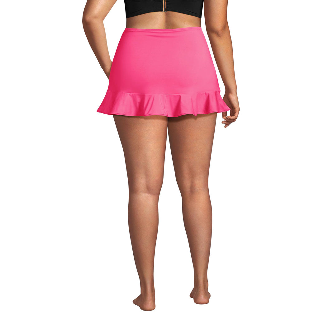 Lands' End Women's Ruffle Hem Mini Swim Skirt 2 Pink Azalea