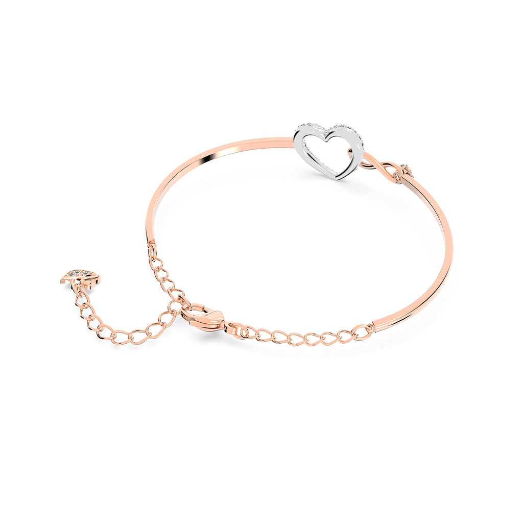 Swarovski Hyperbola Women's Bangle Bracelet with a Rose-Gold Tone Plated Bangle, Clear Crystals and Lobster Clasp