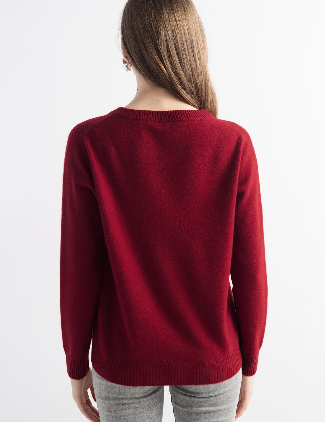 Chanyarn Women's 100% Pure Cashmere Cardigan Crew Neck Long Sleeve 2025 Fall Winter Warm Soft Knit Cardigan Sweater (Wine Red26107,M)