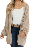 Maroway Womens Long Sleeve Cardigan Oversized Open Front Sweaters Casual Knitwear Khaki