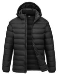 Rdruko Men's Puffer Jacket with Detachable Hood Lightweight Water Resistant Insulated Winter Puffy Coat, Black, 3X-Large