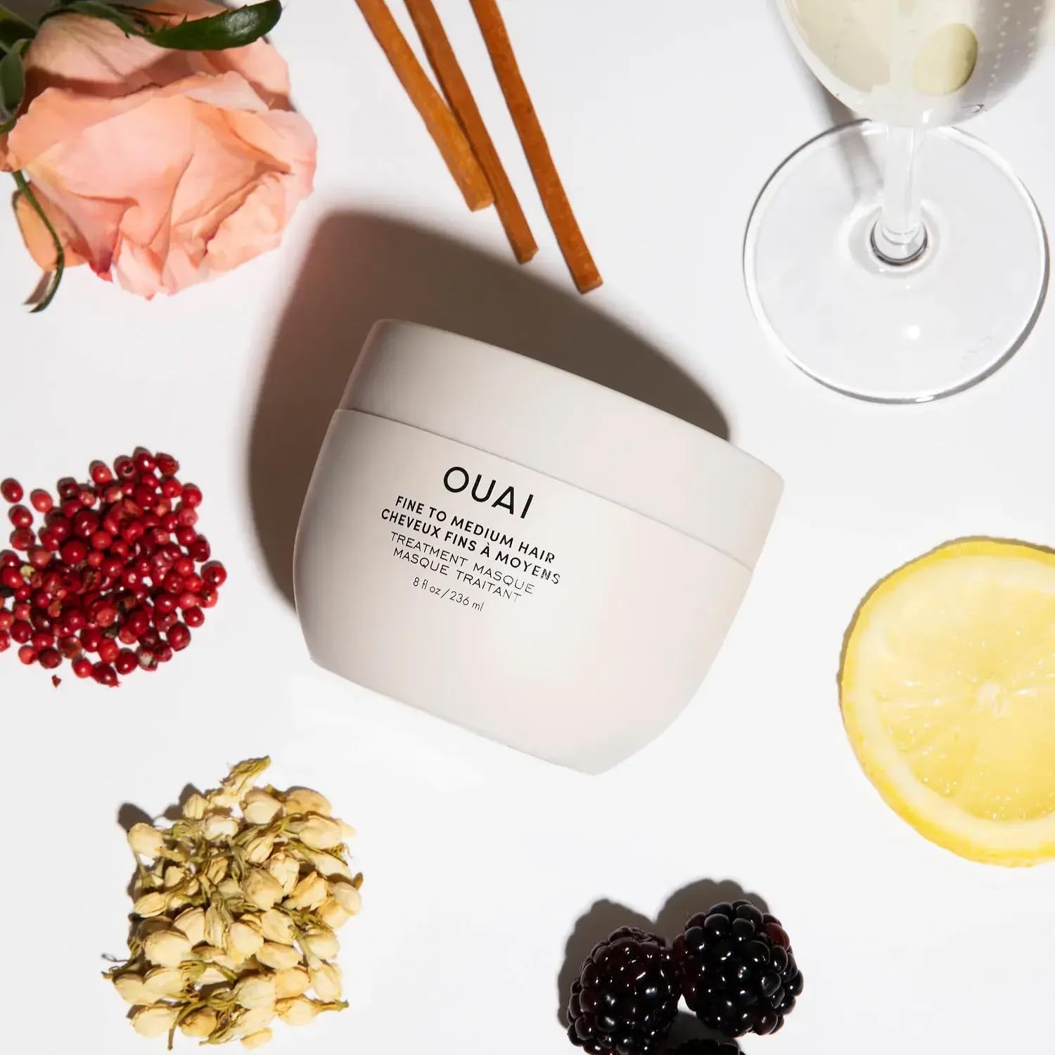 OUAI Fine to Medium Hair Treatment Mask - Lightweight Deep Conditioning Hair Mask with Shea Butter, Keratin & Panthenol - Helps Hydrate, Fight Frizz, Strengthen & Repair Damage (3.4 oz)