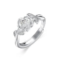 LWXIE Diamond Rose Open Ring for Women 925 Sterling Silver Rose Flower Adjustable Finger Rings Jewelry Birthday Anniversary Christmas Gifts for Mom Wife Lover Girlfriend Her