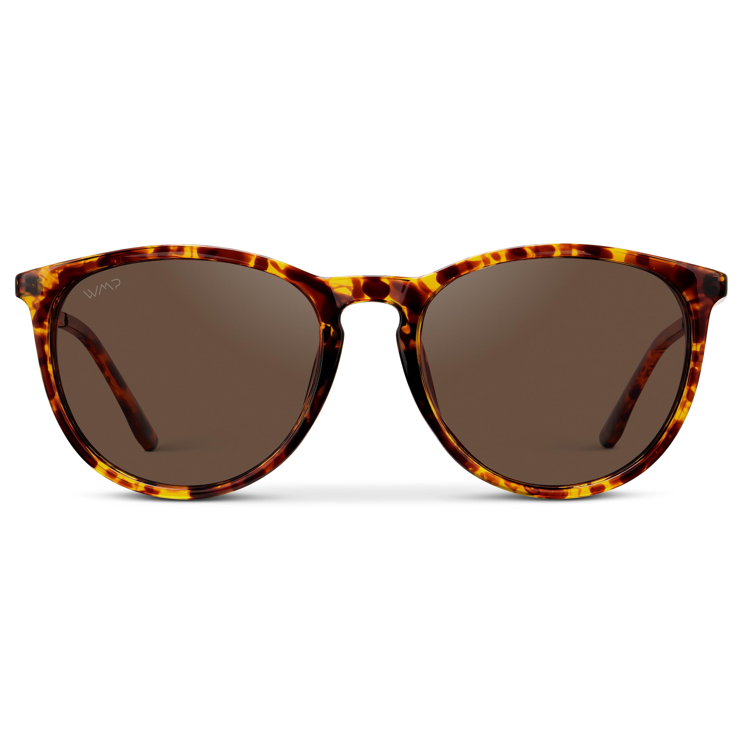 WearMe Pro Round Polarized Sunglasses for Women - UV400 Protection, Lightweight Tortoise Shell Frame, Vintage Retro Designer Style (Tortoise Frame/Brown Lens)