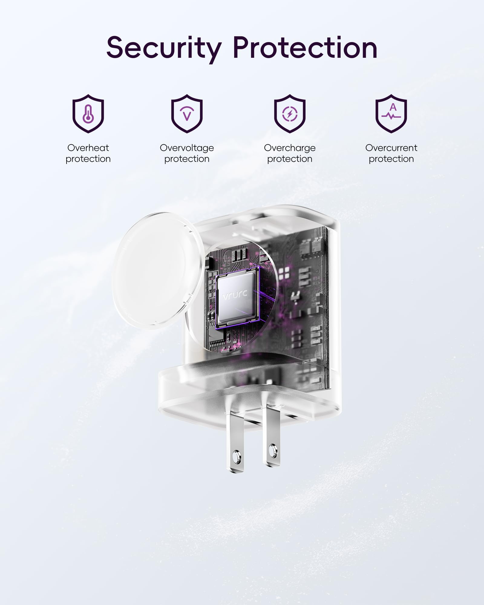 VRURC Charger for iPhone & Apple Watch, 20W USB C Fast Charging Block, 3-in-1 Compact Travel Adapter with 2 Port for iPhone 17/16/15/14/13, Wireless Magnetic for iWatch SE/11/10/9/8/7/6/5/4-Purple