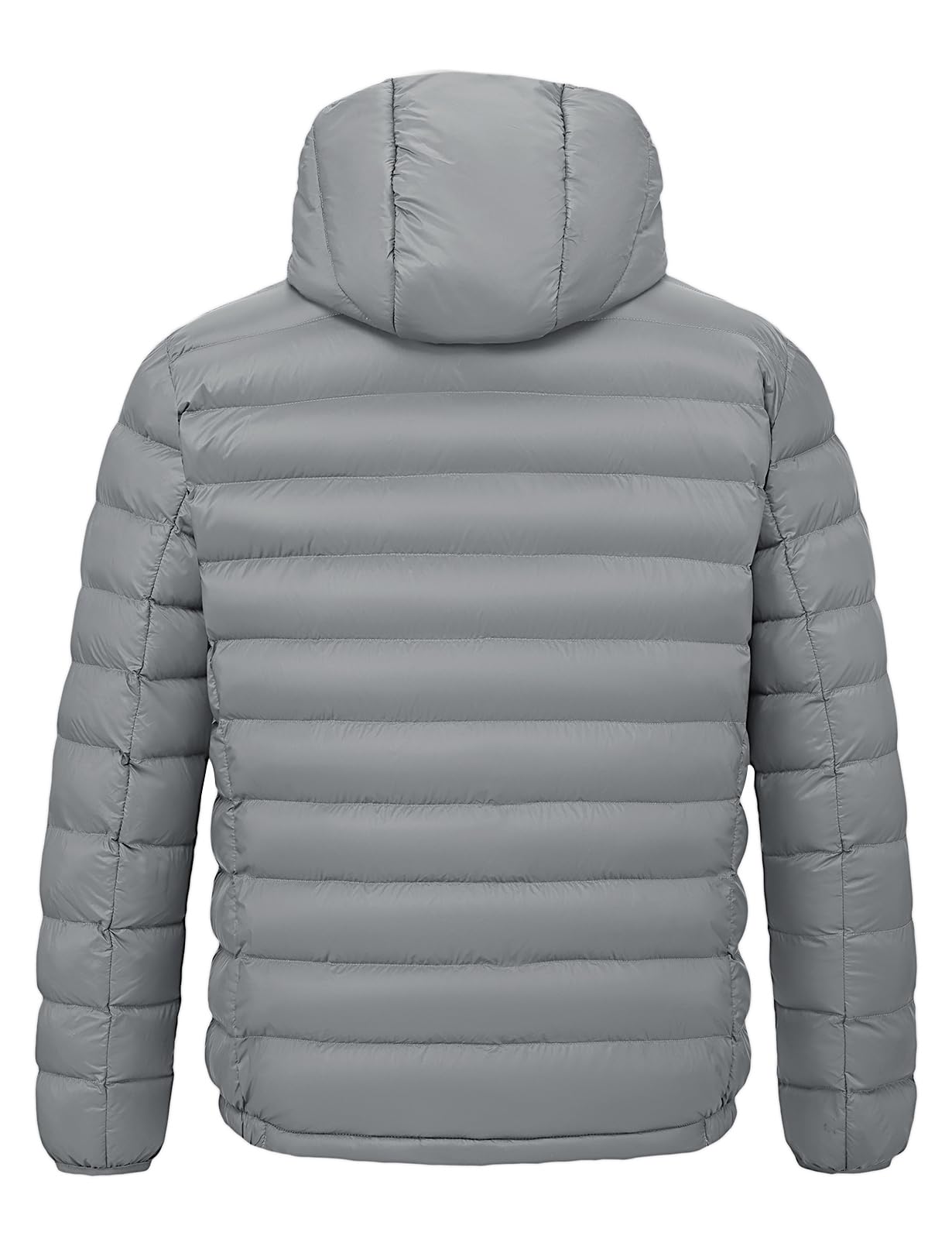 TBMPOY Mens Lightweight Packable Puffer Jackets with Hood Winter Bubble Coat Water-Resistant Puffy Jacket for Hiking Travel Ski Light Grey L