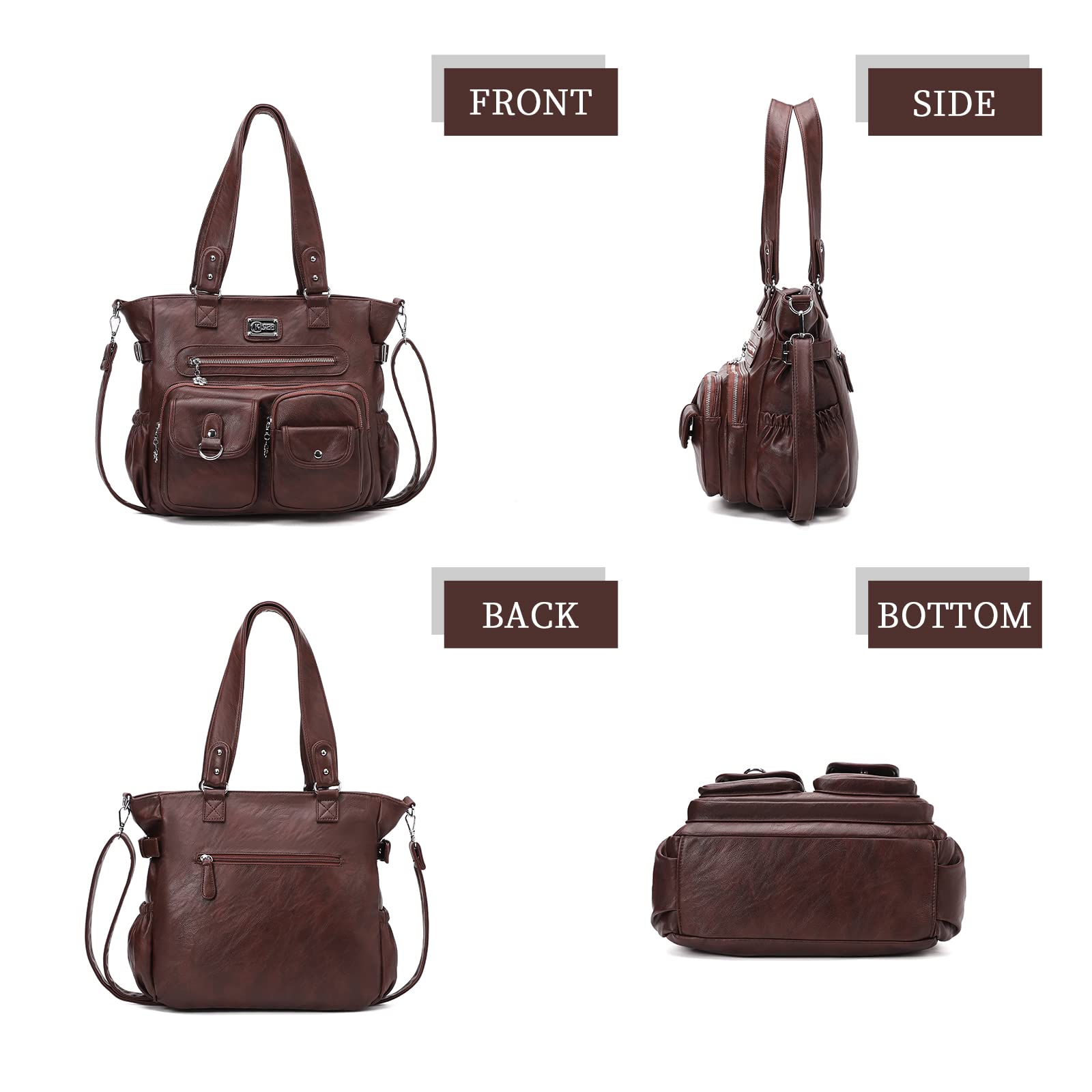 KL928 Large Purses for Women Shoulder Bag Tote Handbags Stylish Vegan Leather Hobo Bags Ladies (01-Coffee)