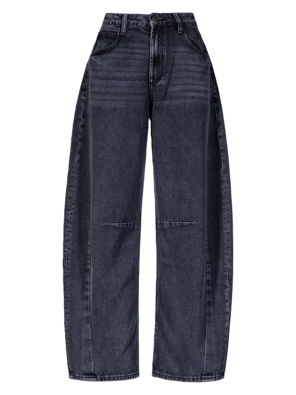 SHAPUM Black Baggy Barrel Jeans for Women High Waisted Trendy Balloon Jeans Retro Pear Shaped Boyfriend Distressed Jean