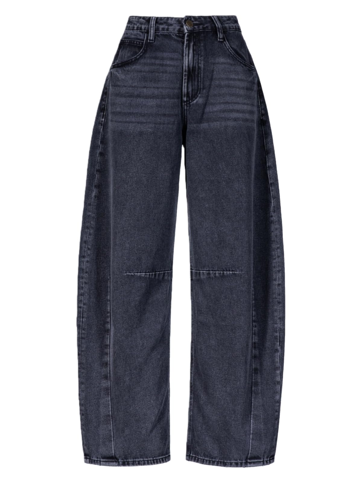 SHAPUM Black Baggy Barrel Jeans for Women High Waisted Trendy Balloon Jeans Retro Pear Shaped Boyfriend Distressed Jean